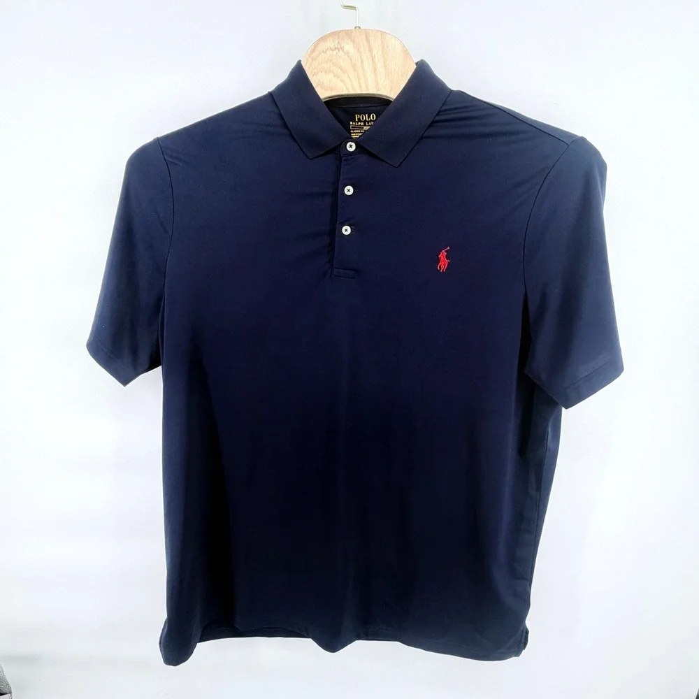 Polo Ralph Lauren Performance Polo Mens XL Navy Blue Classic Fit Stretch Pony